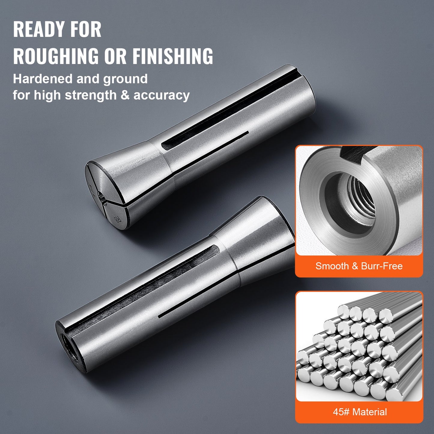 VEVOR 13 pcs Precision R8 Collet Set, 1/8'' - 7/8'', 45# Alloy Steel Mill Collet