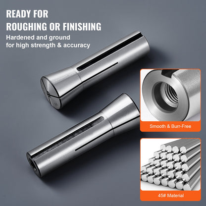 VEVOR 13 pcs Precision R8 Collet Set, 1/8'' - 7/8'', 45# Alloy Steel Mill Collet