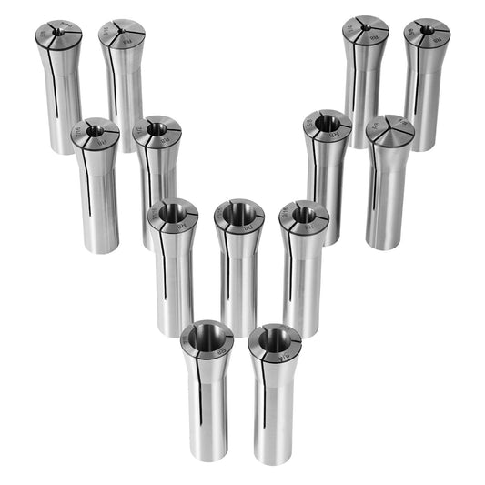 VEVOR 13 pcs Precision R8 Collet Set, 1/8'' - 7/8'', 45# Alloy Steel Mill Collet