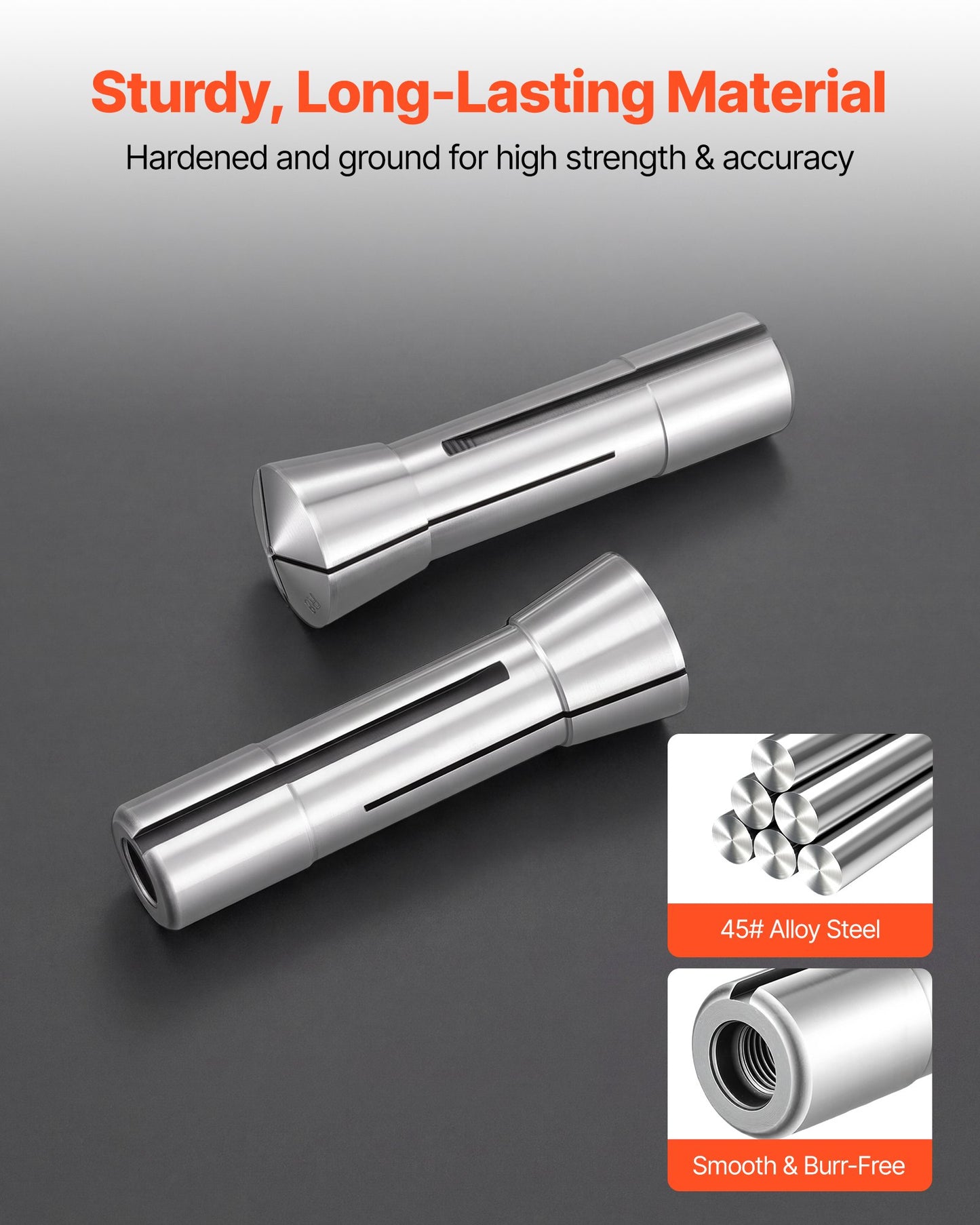 R8 Collet Set 1/16"-3/4" 23 Piece R8 Precision Mill Collet Chuck Set, for Milling Machine Drill Presses, 0.0008" TIR High Concentricity, Lathe Chuck Tool with Labeled Storage Box, Alloy Steel