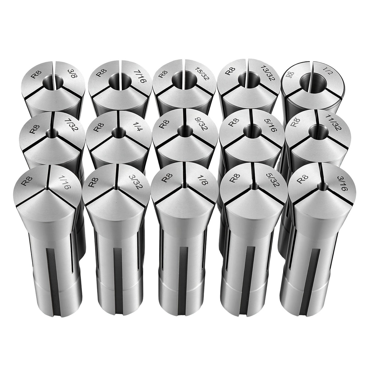 R8 Collet Set 1/16"-3/4" 23 Piece R8 Precision Mill Collet Chuck Set, for Milling Machine Drill Presses, 0.0008" TIR High Concentricity, Lathe Chuck Tool with Labeled Storage Box, Alloy Steel