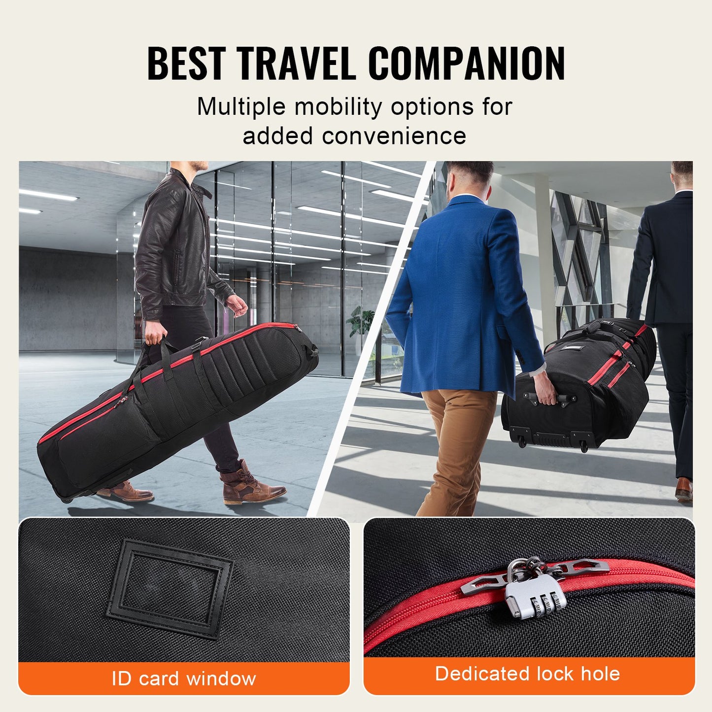 Golf Travel Bag, Outdoors Soft-Sided Golf Travel Cover, Heavy Duty 1800D Polyester Oxford Wear-Resistant Waterproof, Padded Luggage Case with Wheels, Foldable Golf Club Storage Bag for Airline