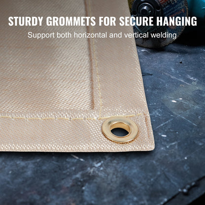 Heat-Resistant Fiberglass Welding Blankets - 1.2m x 1.8m, 2-Pack, Gold