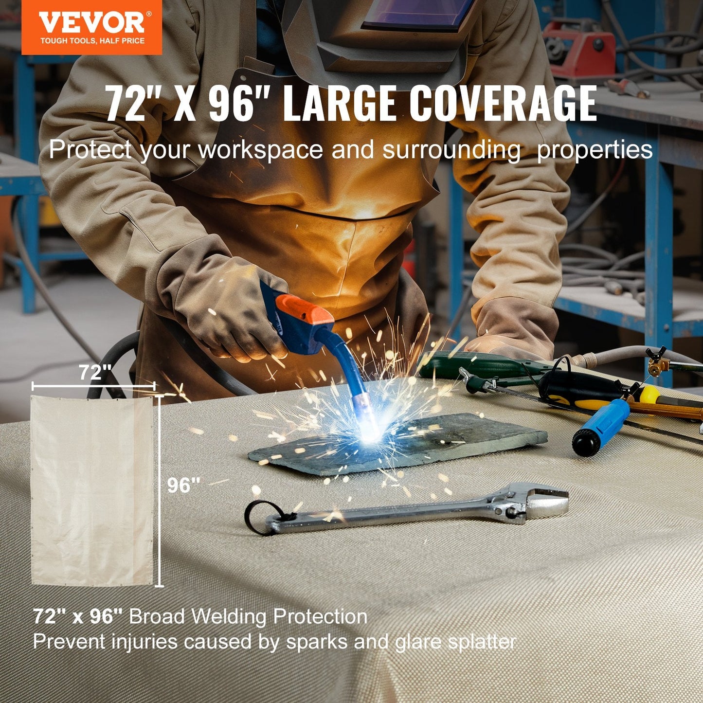 Heat-Resistant Fiberglass Welding Blanket Set, 1.8x2.4m, 2-Pack, Flame Retardant