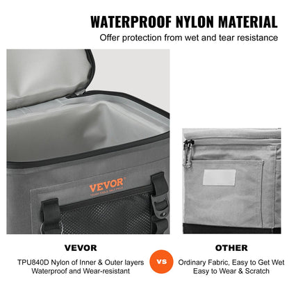 VEVOR Soft Cooler Bag, 16 Cans Soft Sided Cooler Bag Leakproof with Zipper, Waterproof