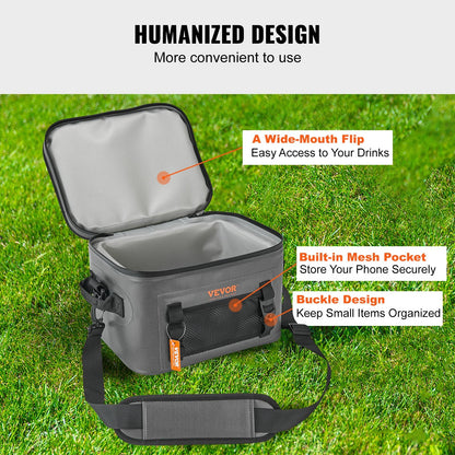 Waterproof 16-Can Insulated Cooler Bag with Bottle Opener for Outdoor Activities