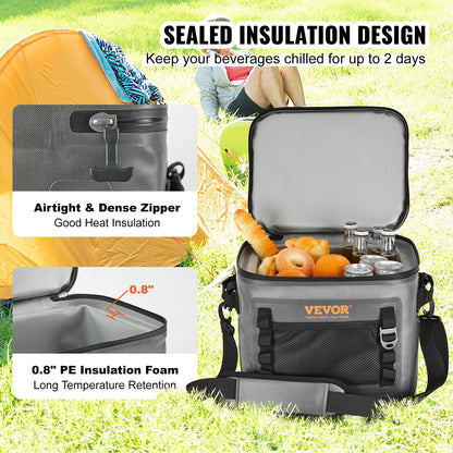 Waterproof Soft Cooler Bag, 24-Can Capacity, Insulated for Outdoor Activities