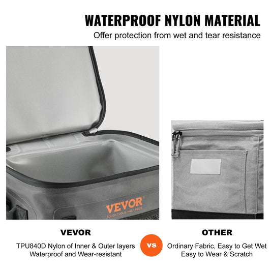 Waterproof Soft Cooler Bag, 24-Can Capacity, Insulated for Outdoor Activities