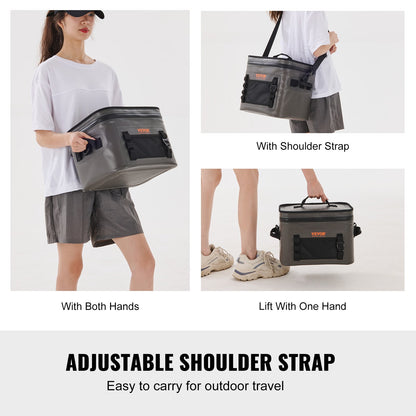 VEVOR Soft Cooler Bag, 24 Cans Soft Sided Cooler Bag Leakproof with Zipper, Waterproof