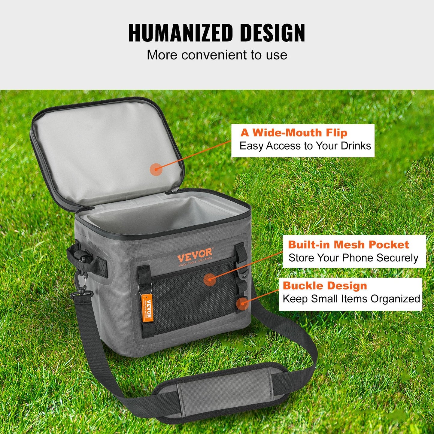 Waterproof Soft Cooler Bag, 24-Can Capacity, Insulated for Outdoor Activities