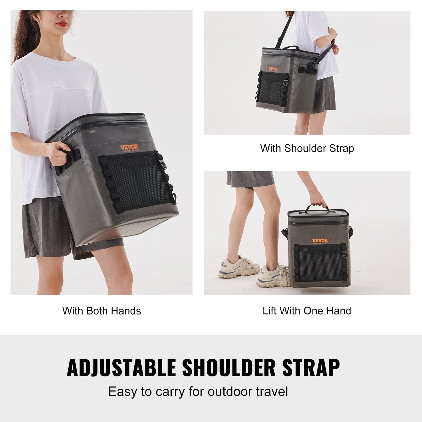 Waterproof 30-Can Soft Cooler Bag with Zipper for Outdoor Activities, Dark Gray
