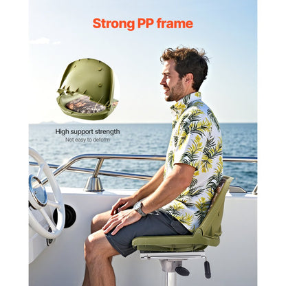 VEVOR Boat Seat Low Backrest Flip Up Boat Seat Sponge Cushion Camouflage
