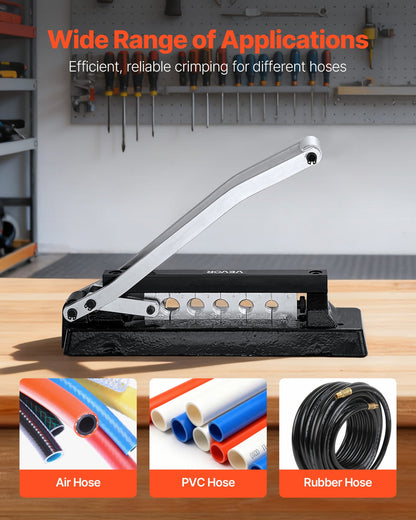 Heavy Duty Ferrule Hose Crimper, Air Hose Crimping Tool with 100pcs Brass Ferrules (15.06mm & 15.88mm ID), 11.18-16 mm Crimping Range for PVC & Rubber Hoses, Torch Hoses Repair Kit