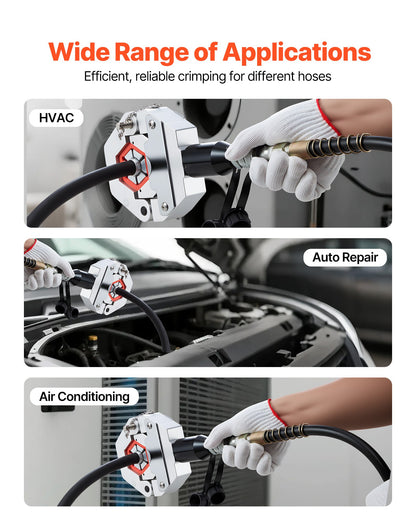 Hydraulic Hose Crimper, Hydra-Krimp AC Hose Crimper Kit with 7 Dies Snap-On & Carrying Case, Hydraulic A/C Hoses Crimping Tool for Automotive & Air Conditioning Repair (Split with Manual Pump)