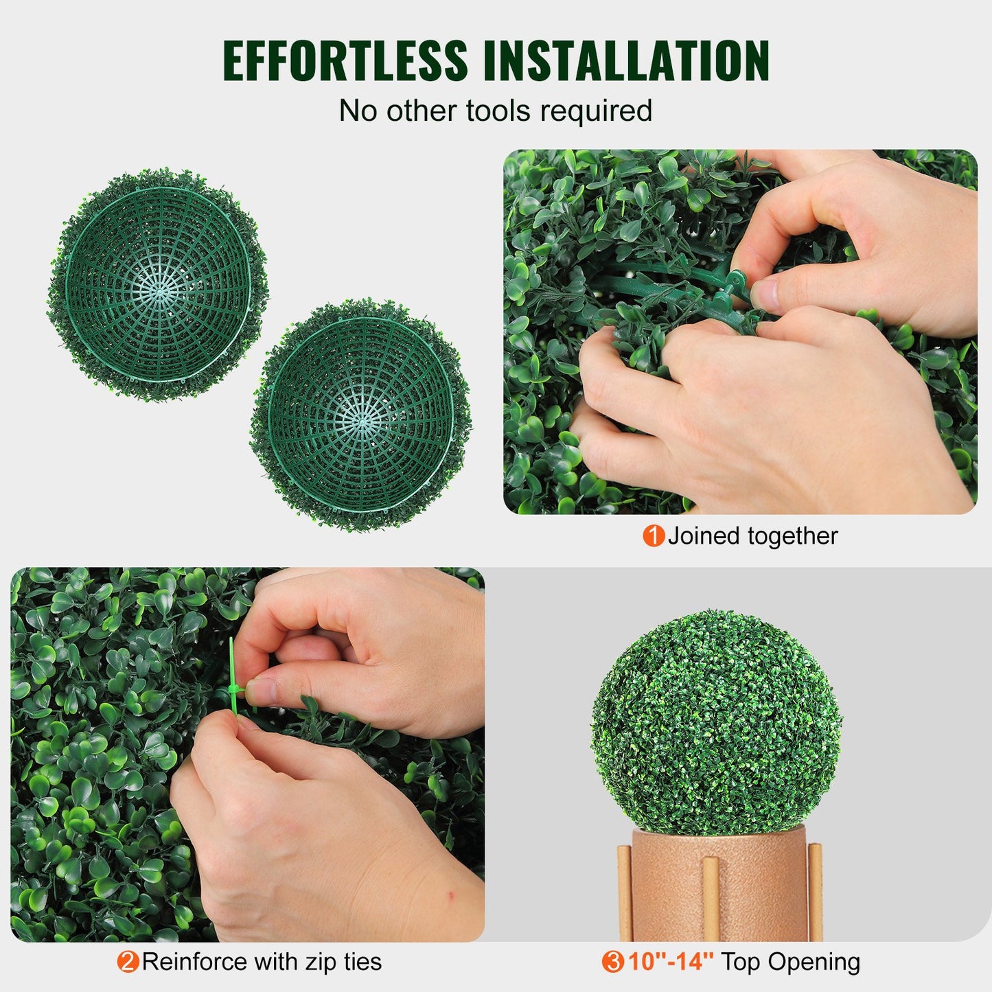 VEVOR Artificial Topiaries Boxwood Trees, 24” Tall (2 Pieces), Ball-Shape Faux Topiaries