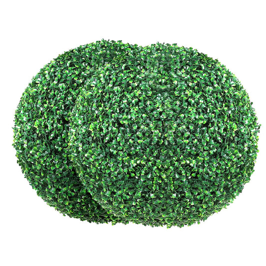 VEVOR Artificial Topiaries Boxwood Trees, 24” Tall (2 Pieces), Ball-Shape Faux Topiaries