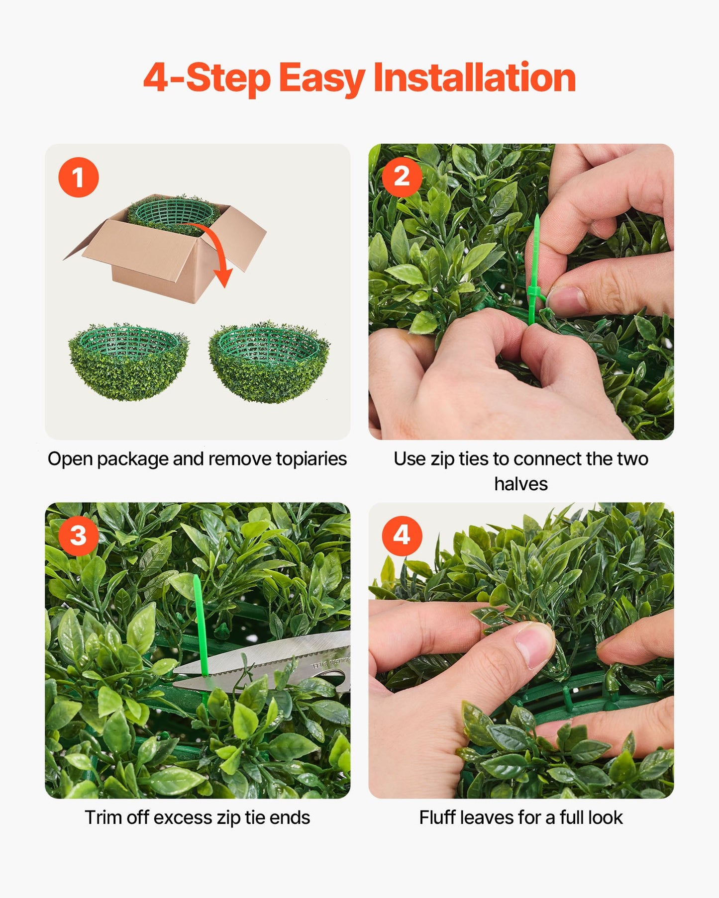 Artificial Topiary Ball, 584mm Faux Boxwood Plant Balls, Fake Silk Tree Look Real, Easy Assembly for Decor Front Porch Outdoor Patio Garden Balcony Backyard and Indoor Home Wedding, Green