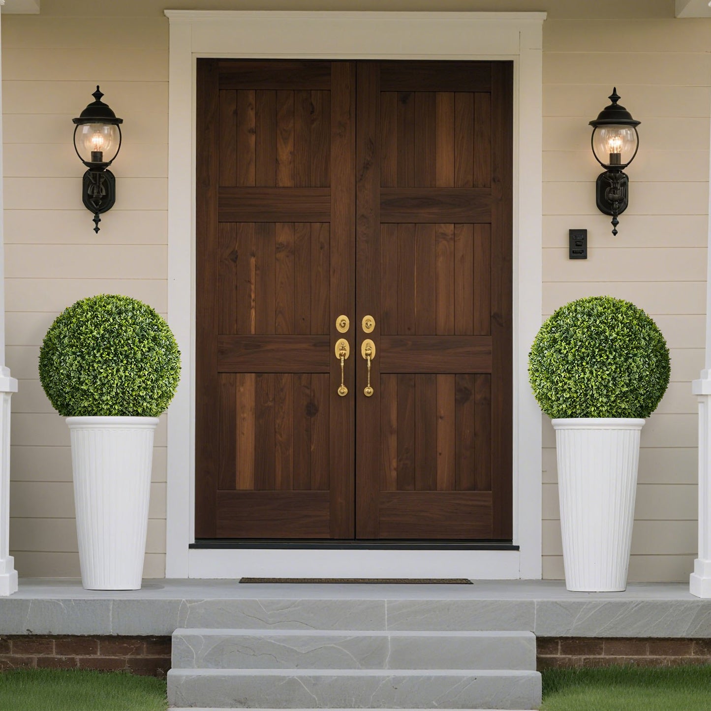Artificial Topiary Ball, 584mm Faux Boxwood Plant Balls, Fake Silk Tree Look Real, Easy Assembly for Decor Front Porch Outdoor Patio Garden Balcony Backyard and Indoor Home Wedding, Green