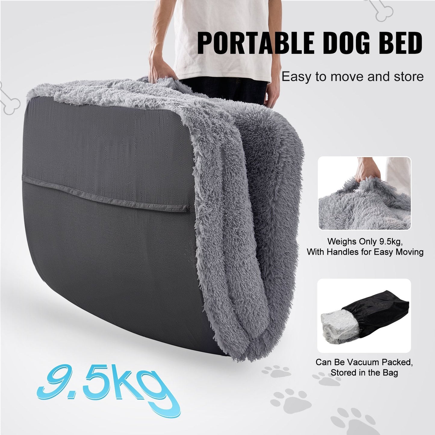 Large Human-Sized Dog Bed with Washable Velvet Cover, 1.82x1.22x0.25m, Gray