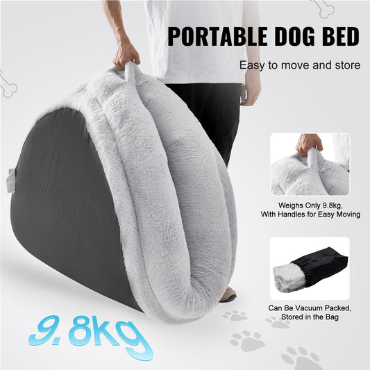 Oversized Washable Human Dog Bed with Faux Rabbit Fur - 1.8 x 1.2 x 0.25 Meters
