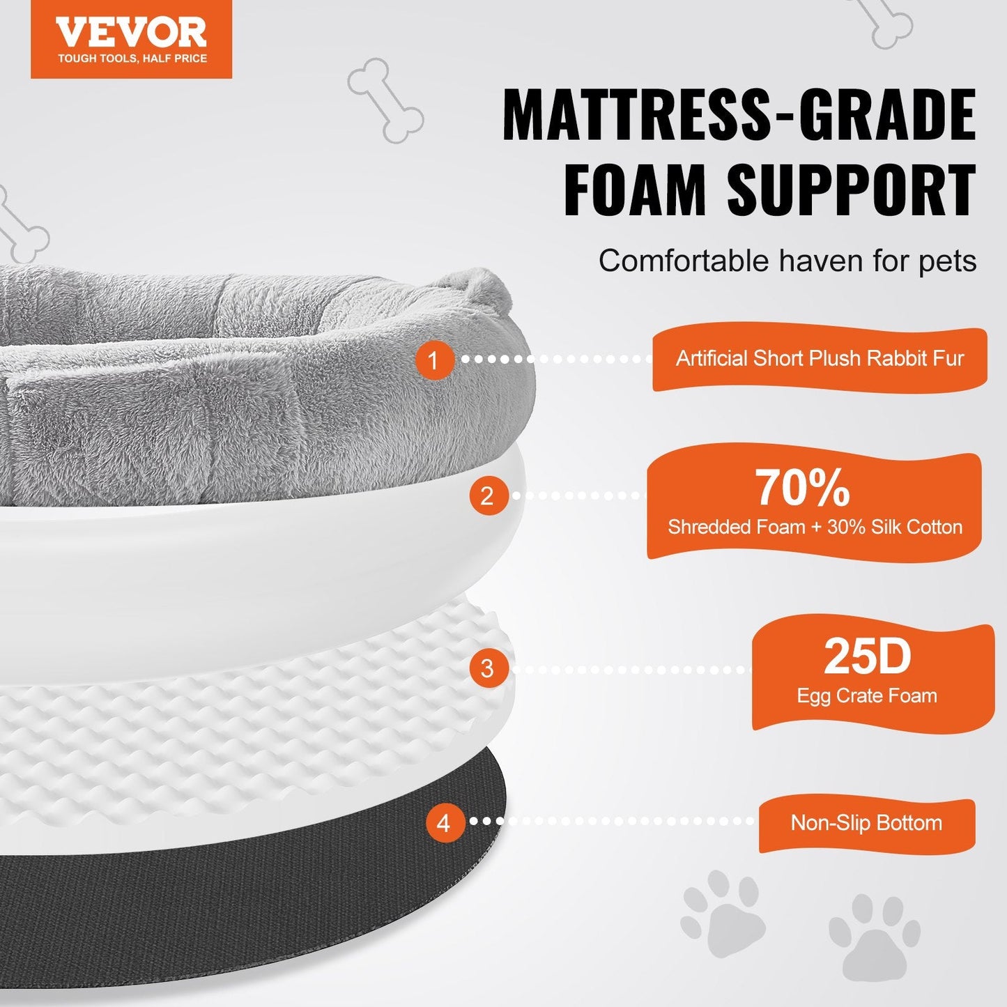 Oversized Human Dog Bed with Washable Faux Fur - 1.72x0.89x0.25m, Gray Oval Design