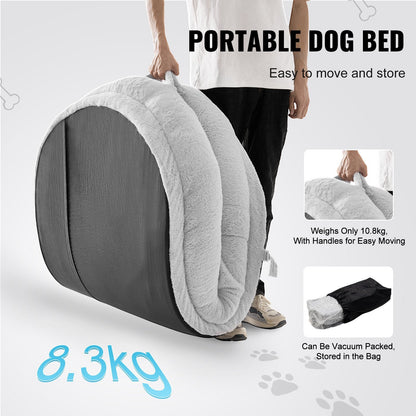 Oversized Human Dog Bed with Washable Faux Fur - 1.72x0.89x0.25m, Gray Oval Design
