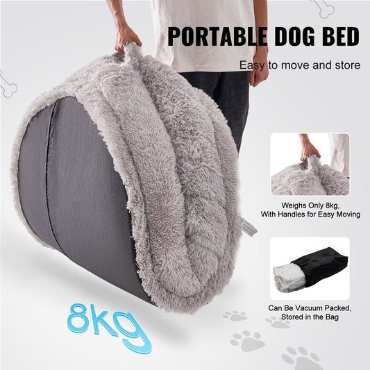 Large Washable Human-Size Bean Bed, PV Velvet, Gray, Oval Shape