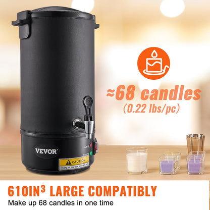 10L Electric Wax Melter for Candle Making - Stainless Steel, Adjustable Temp