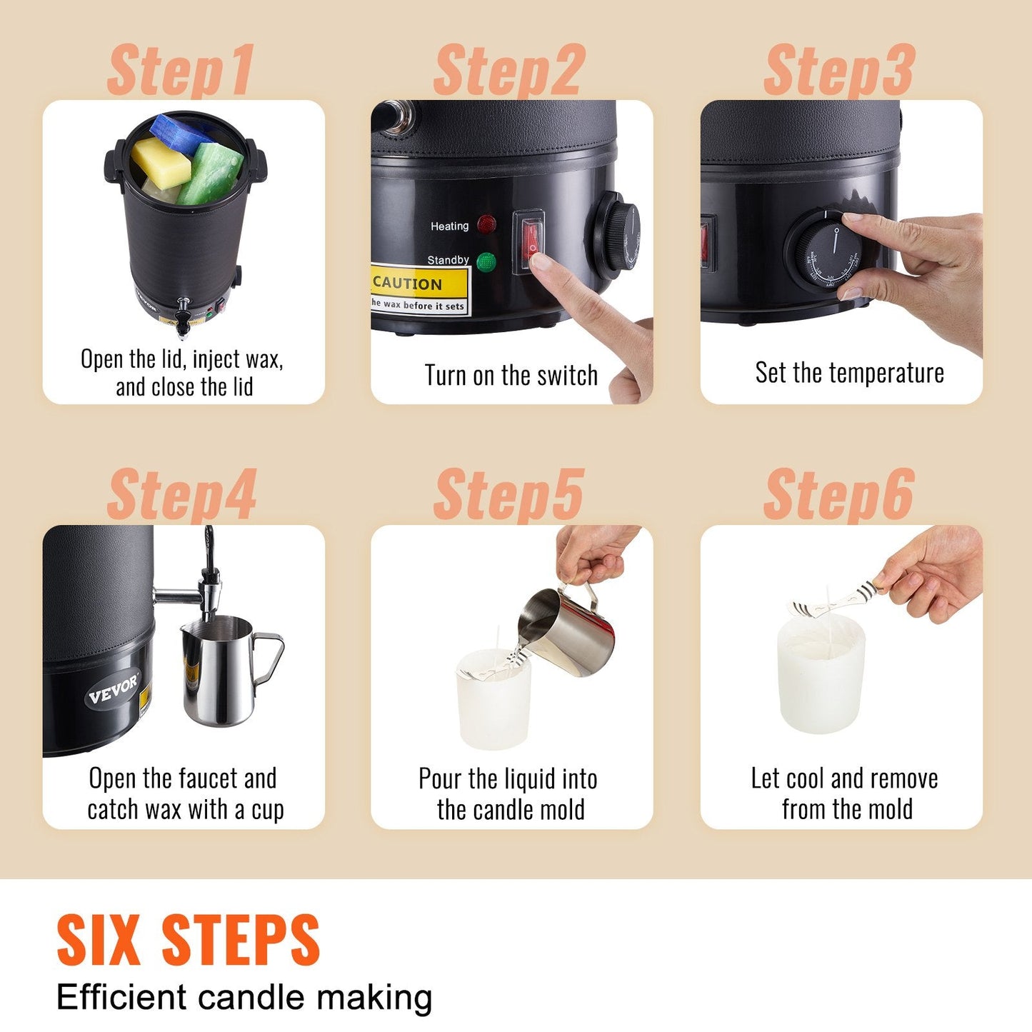 10L Electric Wax Melter for Candle Making - Stainless Steel, Adjustable Temp