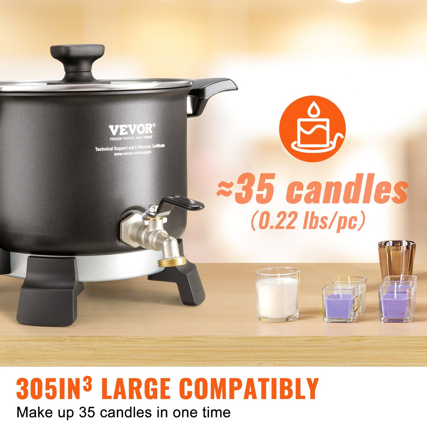 VEVOR Wax Melter for Candle Making, 5 Liter Large Electric Wax Melting Pot Easy