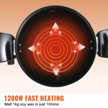 Electric Wax Melter, 5L Capacity, 4-Level Temp Control, Easy Pour & Clean
