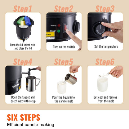 Electric Wax Melter for Candle Making, 6.5L Capacity, Stainless Steel Pot