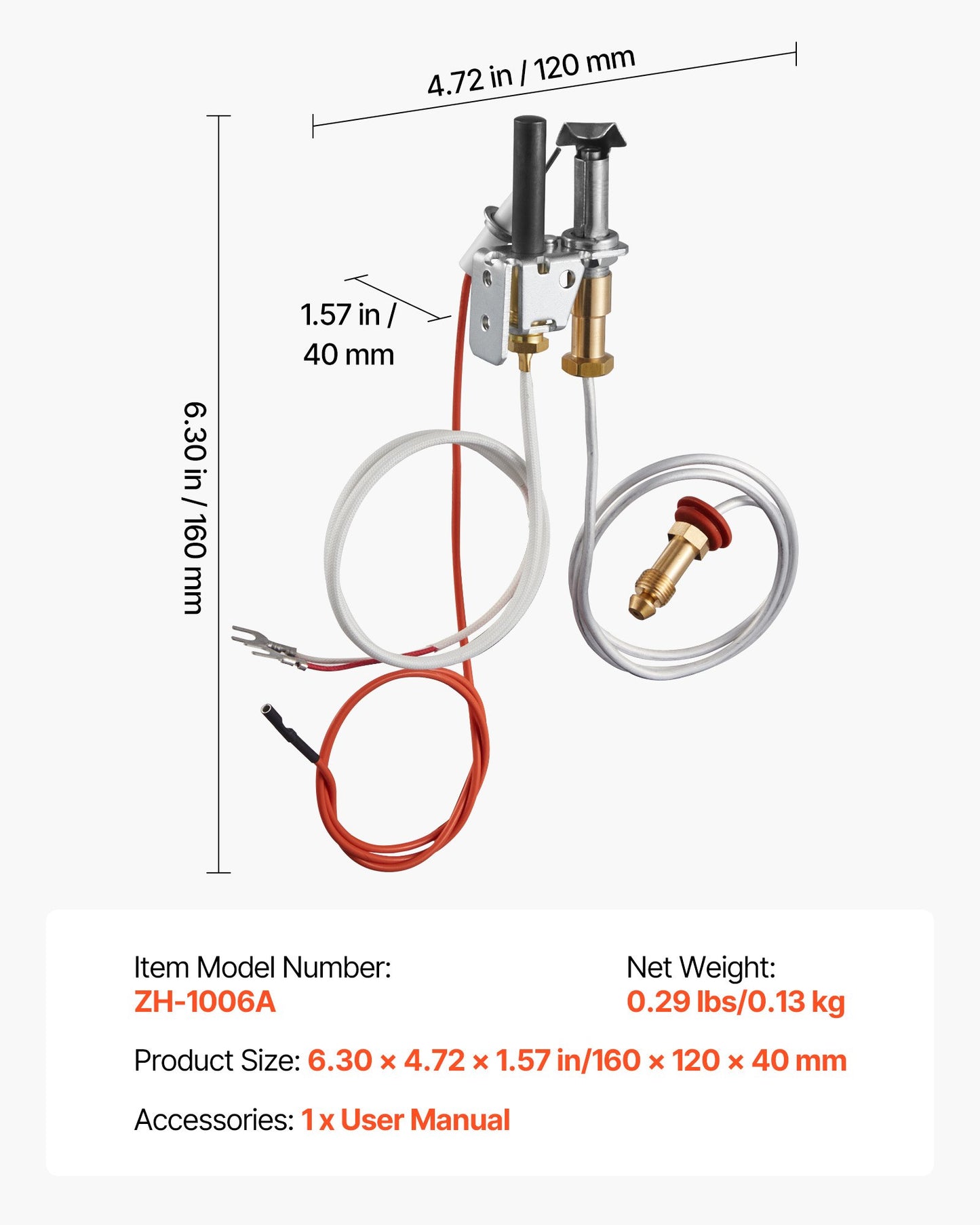 Gas Pilot Assembly, OE 446-512A, HSRV 446-512A, SRV 446-512A Fireplace Gas Pilot Assembly Kit, Natural Gas Ignition Replacement, Compatible with Heat & Glo, Heatilator, Lennox, Regency Models