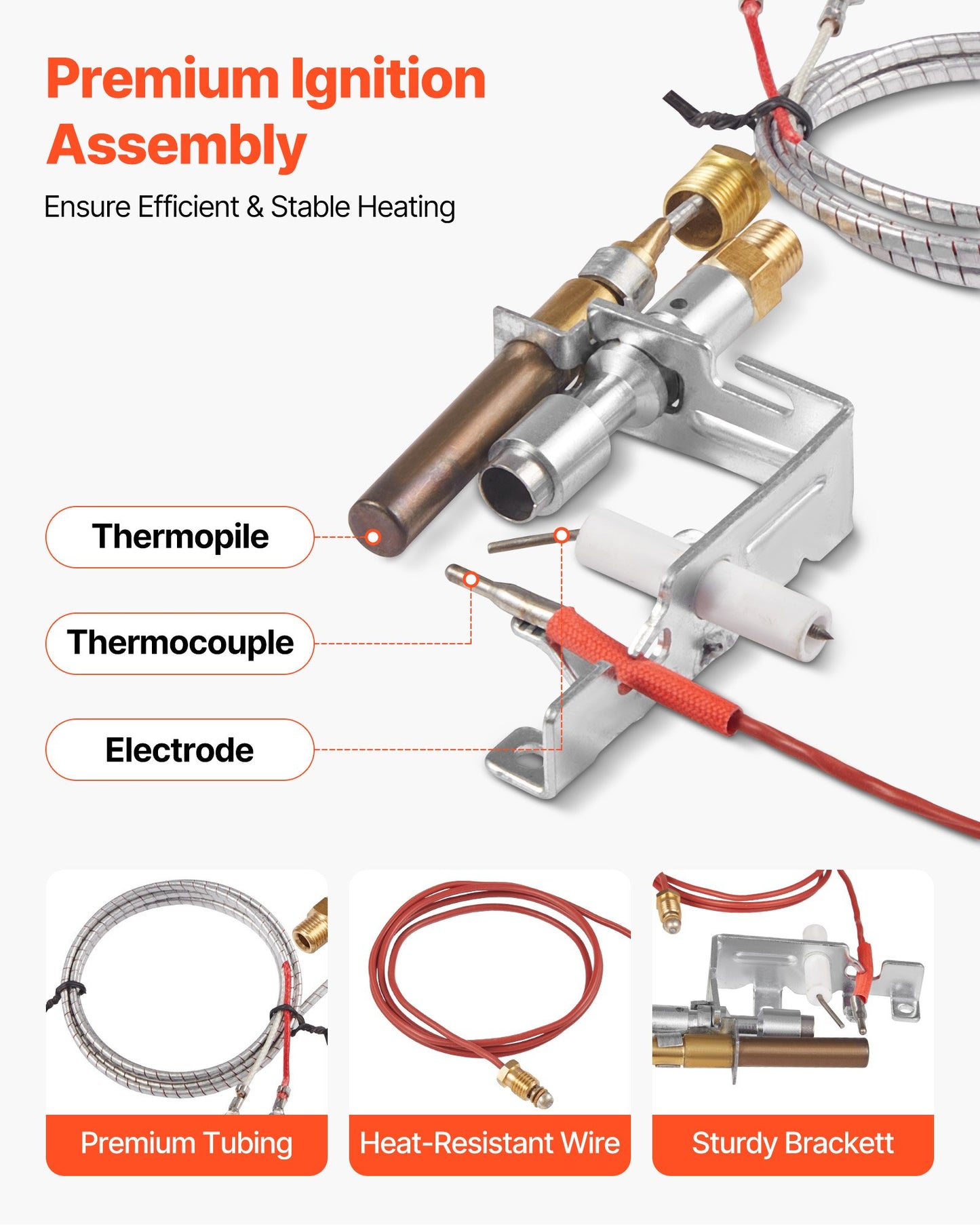 Gas Pilot Assembly, OE 103779-01, PP231, NG8218 Fireplace Natural Gas Ignition Replacement, Compatible with CIVF-25, CIVF-25CF, VFH-33M, VFH-33R, VFH-33T, VFHS-20R, VFSR-16, VFSR-18 Models