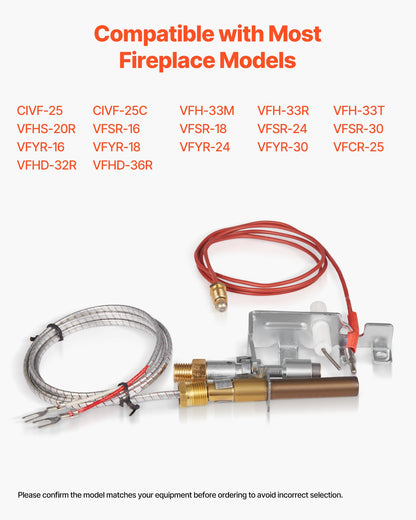Gas Pilot Assembly, OE 103779-01, PP231, NG8218 Fireplace Natural Gas Ignition Replacement, Compatible with CIVF-25, CIVF-25CF, VFH-33M, VFH-33R, VFH-33T, VFHS-20R, VFSR-16, VFSR-18 Models