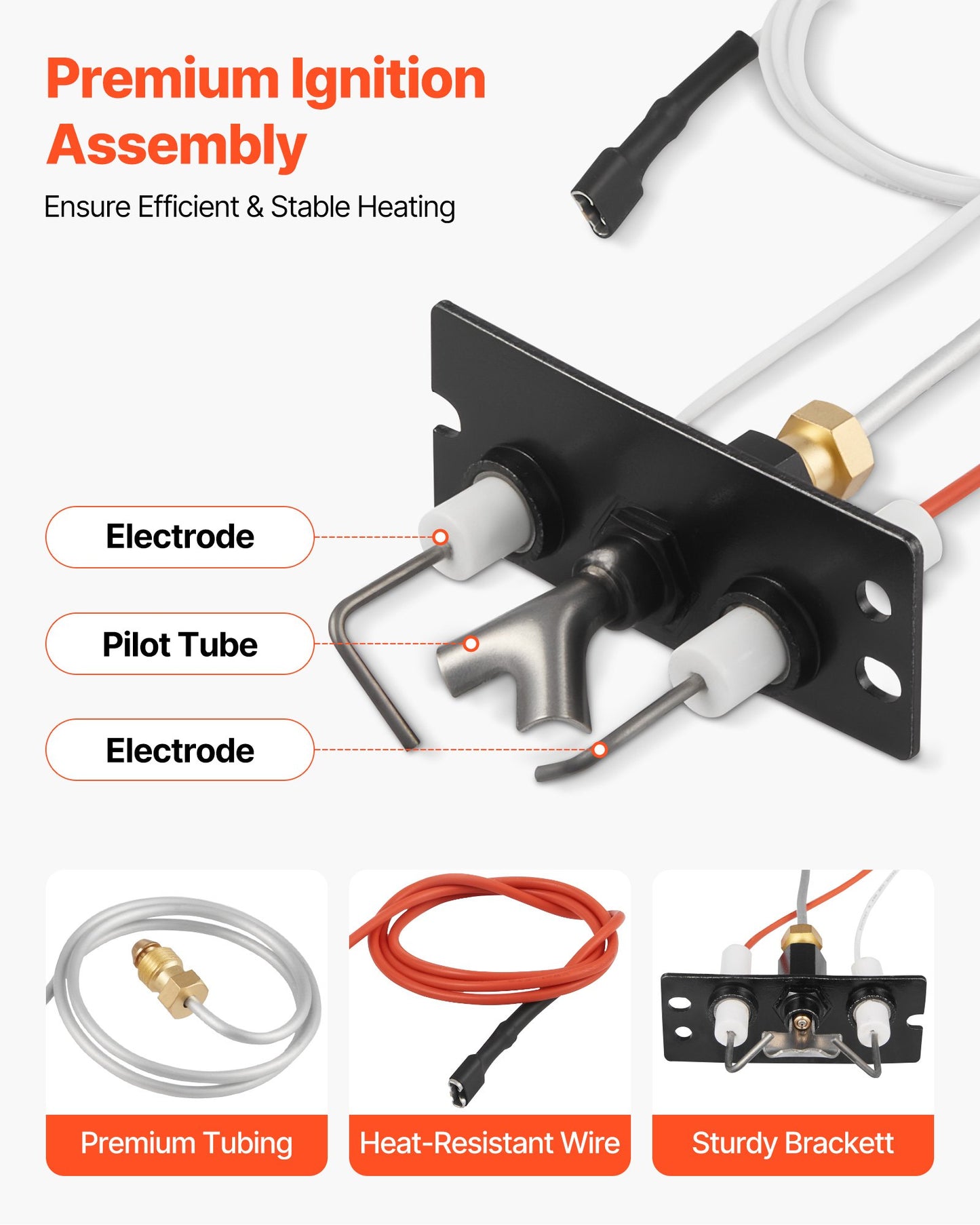 Gas Pilot Assembly, OE 2090-012, 2198-012, SRV2090-012 Fireplace Gas Pilot Assembly, Natural Gas Ignition Replacement, Fit Heatilator, Heat & Glo, Quadra-Fire, Outdoor Lifestyles, Majestic