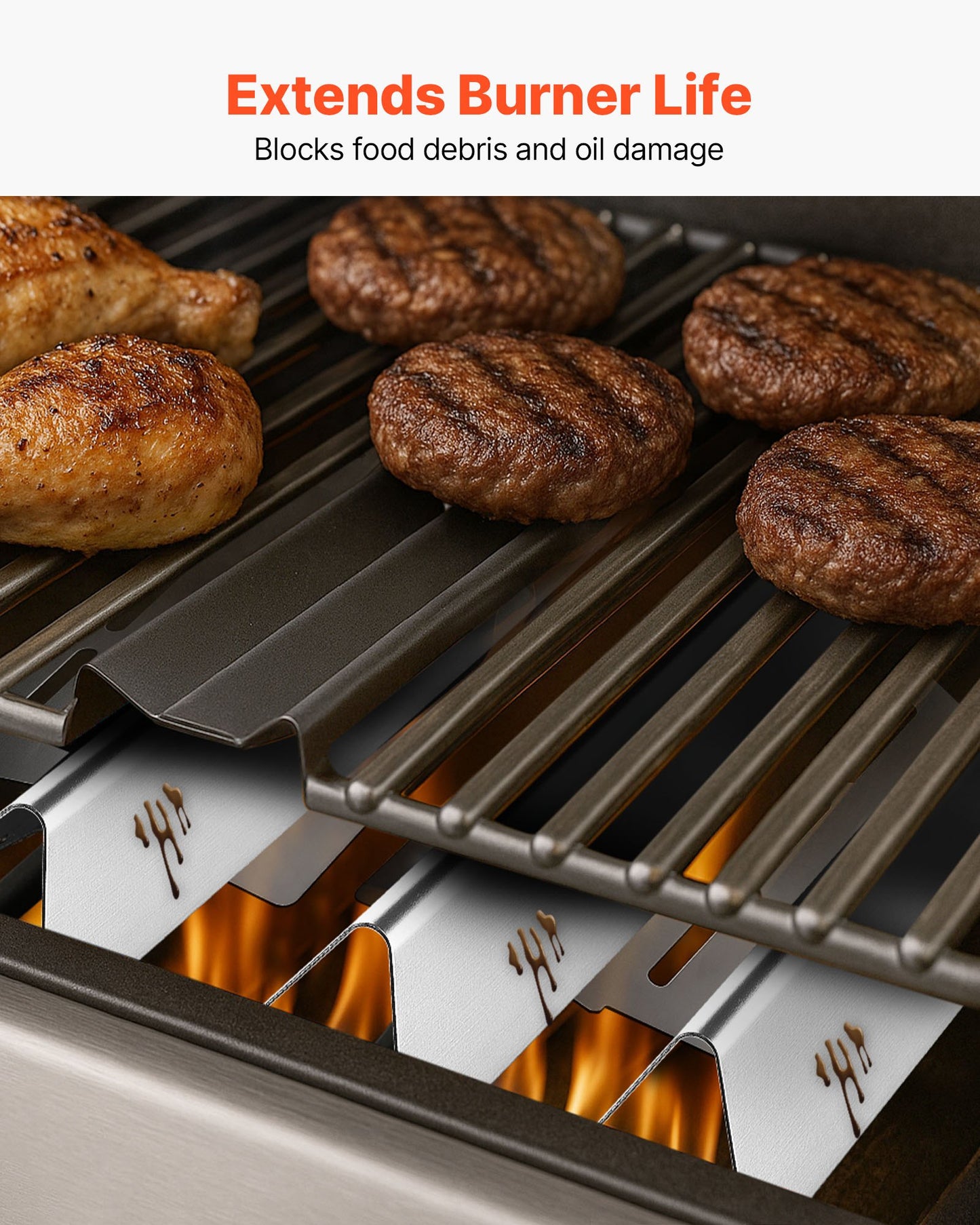 Flavorizer Bars and Heat Deflectors, 44cm Grill Replacement Part, for Weber Genesis 300 Series Grills, Including E310 E320 E330 S310 S320 S330, Stainless Steel Thicker Heat Plate, 7 Pack