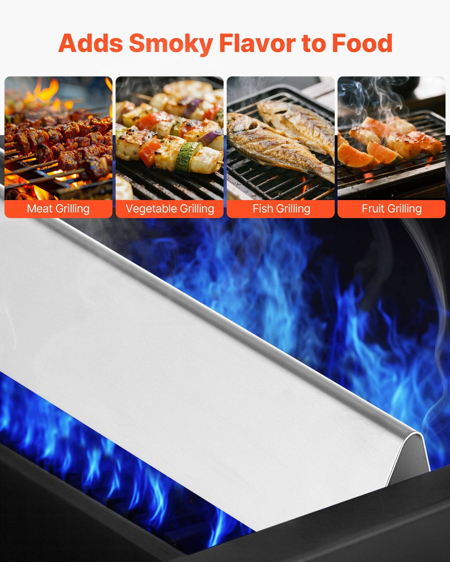 Flavorizer Bars and Heat Deflectors, 44cm Grill Replacement Part, for Weber Genesis 300 Series Grills, Including E310 E320 E330 S310 S320 S330, Stainless Steel Thicker Heat Plate, 7 Pack