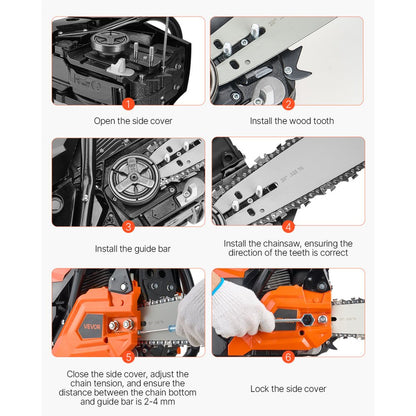 VEVOR 62cc Gas Chainsaw 2.7 kW Gas Powered 508 mm Chainsaw For Wood Cutting