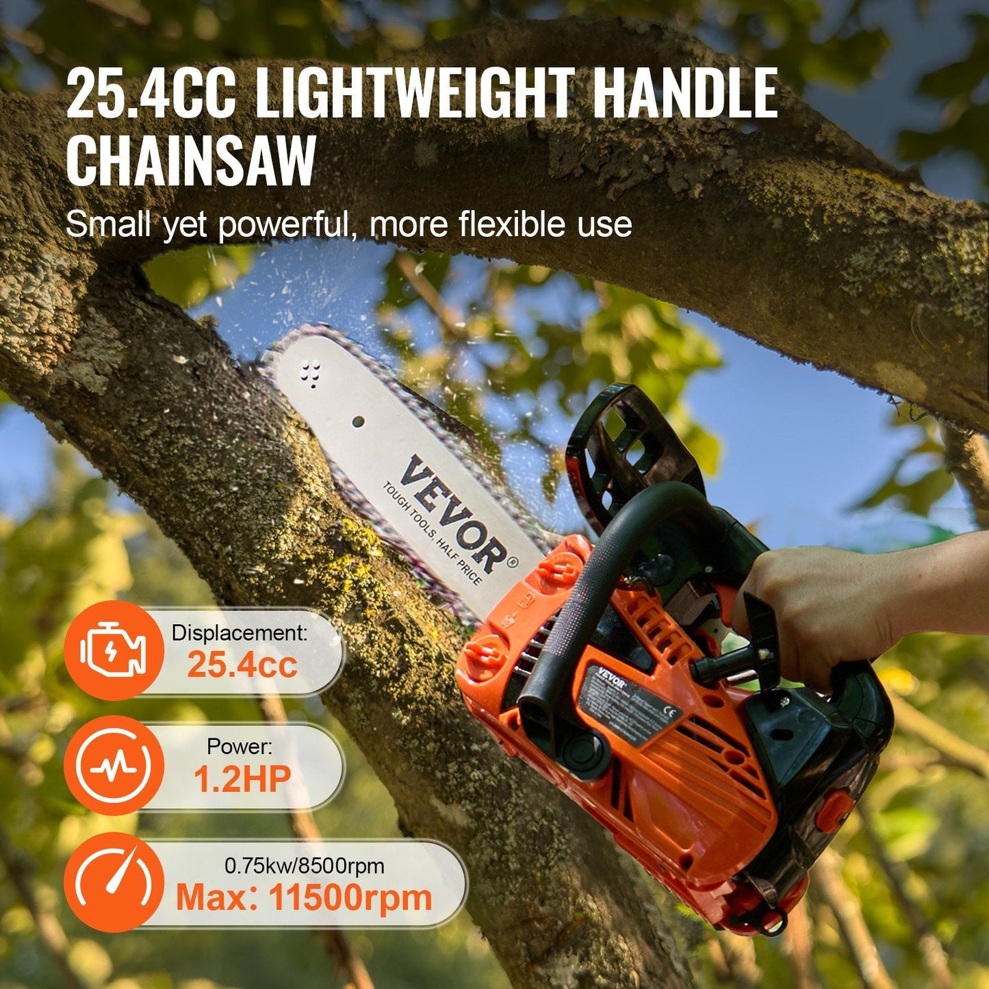 25.4CC Gasoline Chainsaw with 0.3m Blade - Powerful Wood Cutting Tool