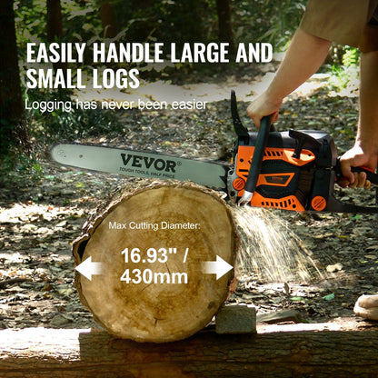 52CC Gasoline Chainsaw, 0.46m Blade, 6.8kg, Easy Start, Adjustable Tension