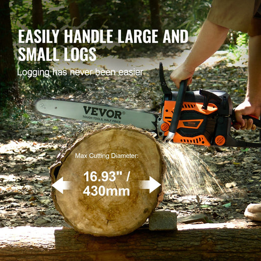 52CC Gasoline Chainsaw, 0.46m Blade, 6.8kg, Easy Start, Adjustable Tension