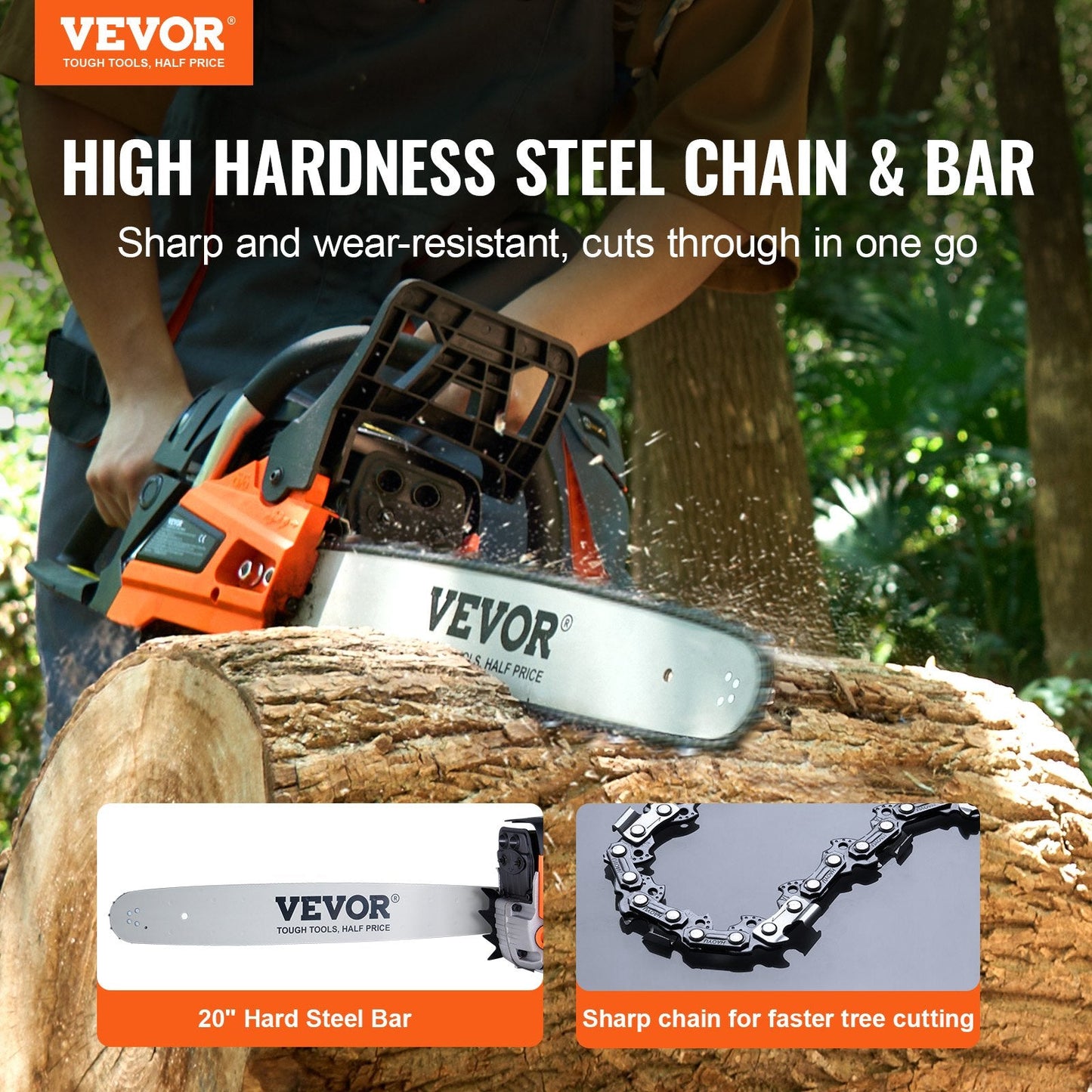 58CC 0.5m Gas-Powered Chainsaw with Adjustable Tension and Safety Features