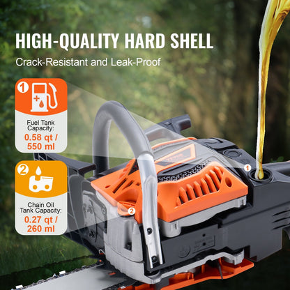 58CC 0.5m Gas-Powered Chainsaw with Adjustable Tension and Safety Features