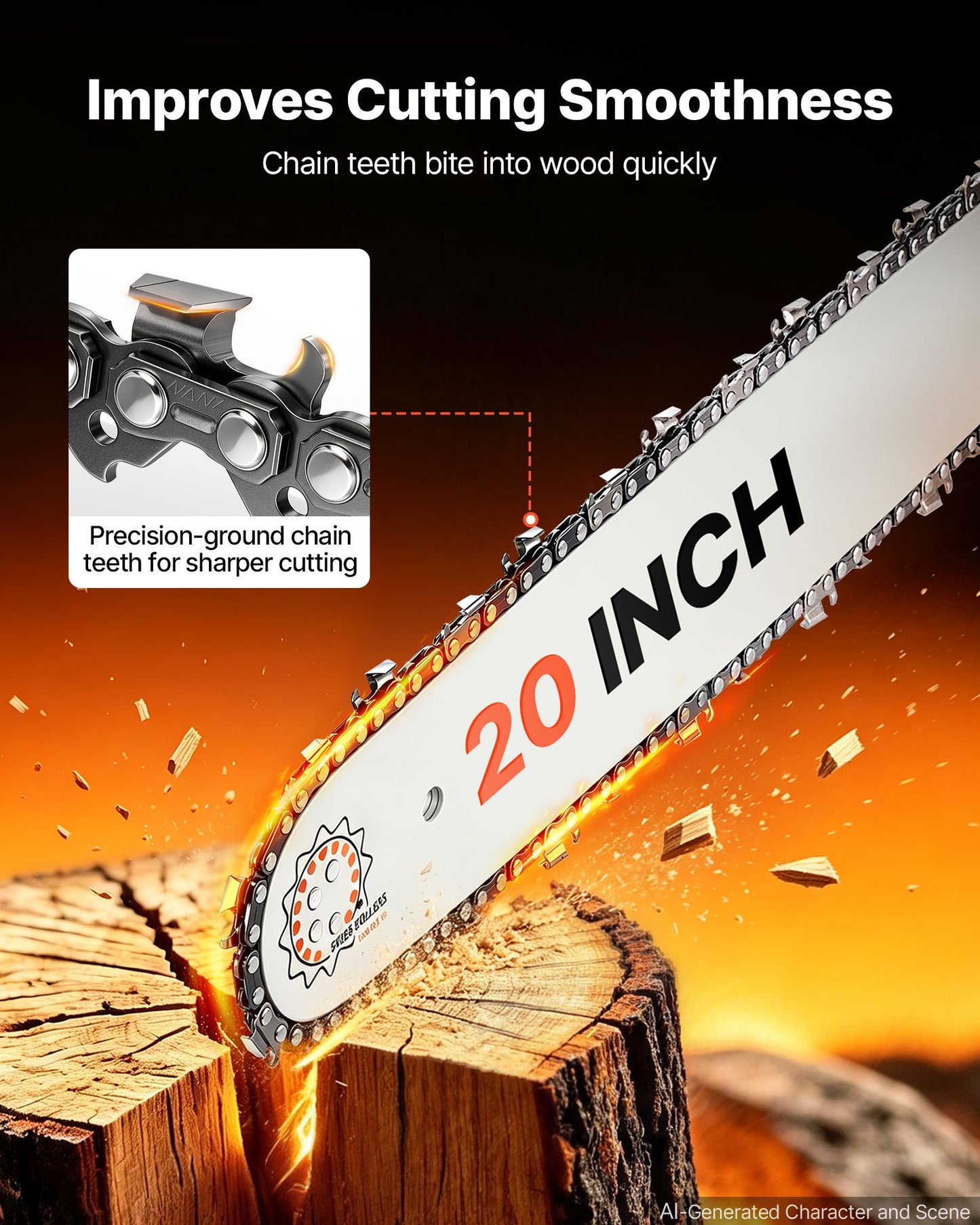 Gas Powered Chainsaw 508 mm 62CC 2.7kW 2 Stroke Engine Gas Chainsaw, for Wood Cutting, Tree Trimming & Land Clearing, Throttle-Synced Choke, Power Chain Saw with Non-Slip Handle & Dual Tanks
