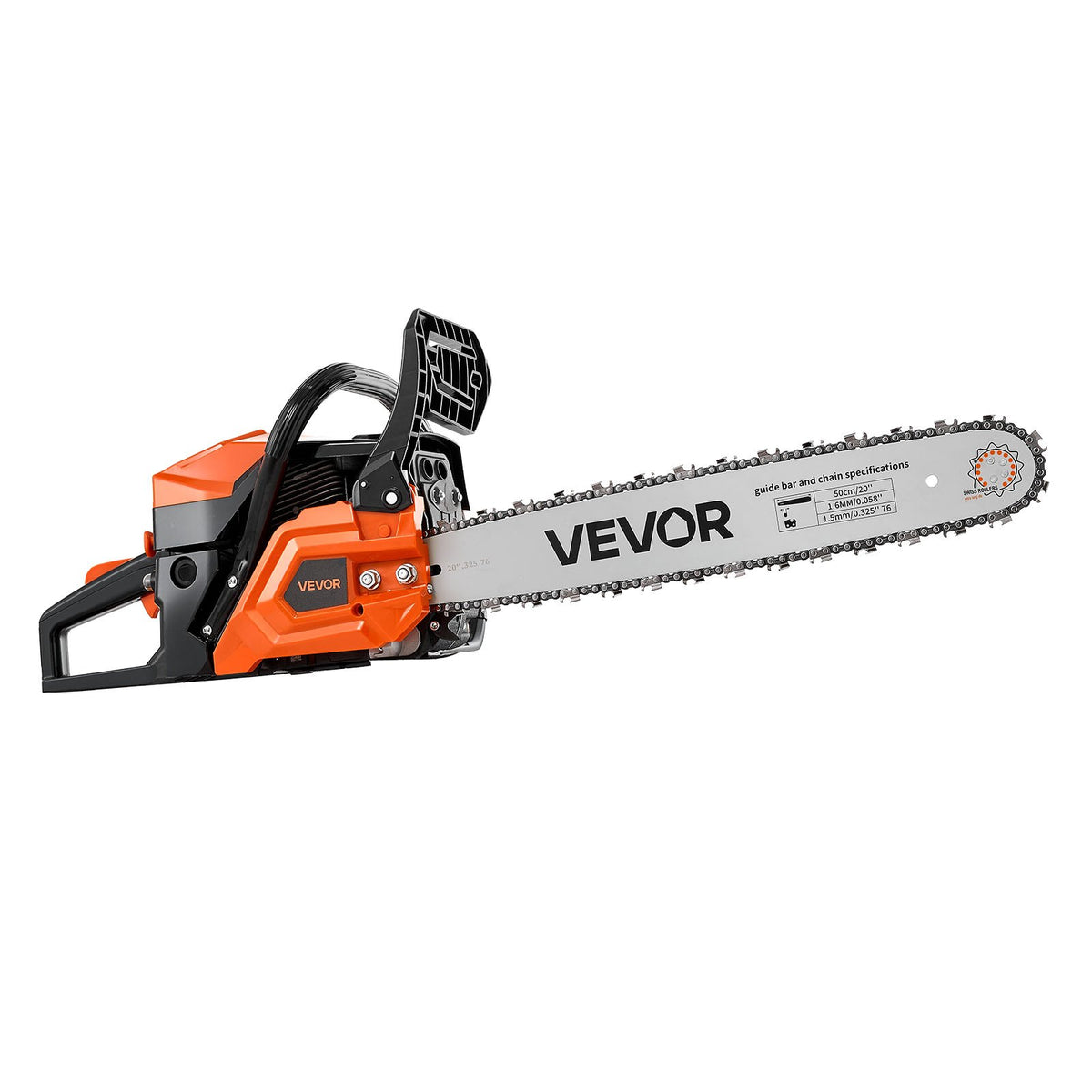 Gas Powered Chainsaw 508 mm 62CC 2.7kW 2 Stroke Engine Gas Chainsaw, for Wood Cutting, Tree Trimming & Land Clearing, Throttle-Synced Choke, Power Chain Saw with Non-Slip Handle & Dual Tanks