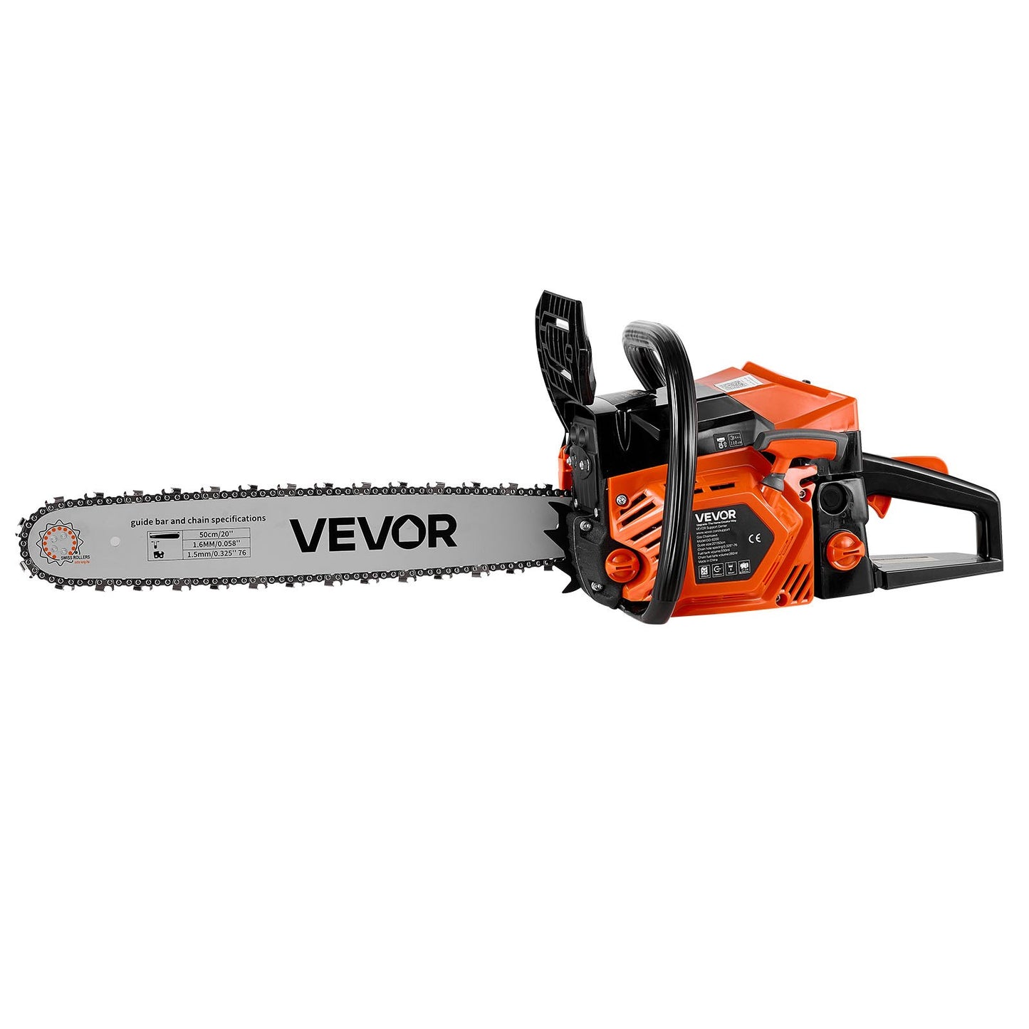 Gas Powered Chainsaw 508 mm 62CC 2.7kW 2 Stroke Engine Gas Chainsaw, for Wood Cutting, Tree Trimming & Land Clearing, Throttle-Synced Choke, Power Chain Saw with Non-Slip Handle & Dual Tanks