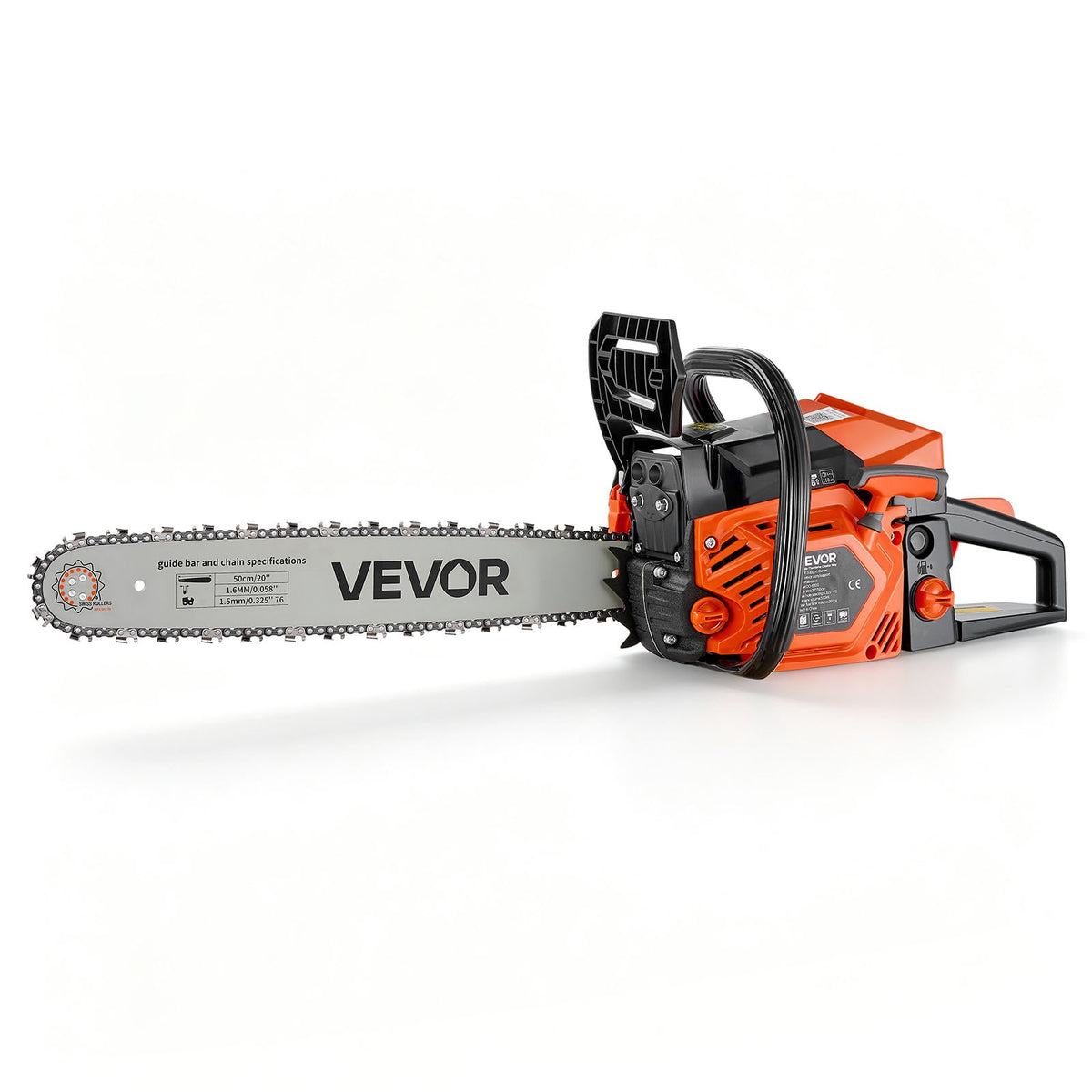Gas Powered Chainsaw 508 mm 62CC 2.7kW 2 Stroke Engine Gas Chainsaw, for Wood Cutting, Tree Trimming & Land Clearing, Throttle-Synced Choke, Power Chain Saw with Non-Slip Handle & Dual Tanks