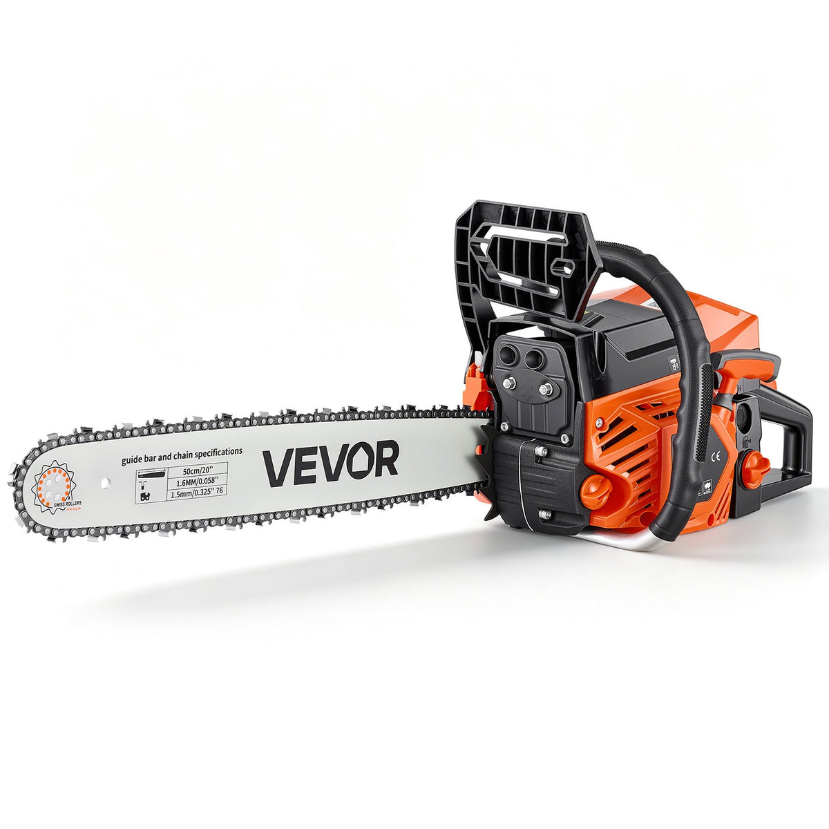 Gas Powered Chainsaw 508 mm 58CC 2.2kW 2 Stroke Engine Gas Chainsaw, for Wood Cutting, Tree Trimming & Land Clearing, Throttle-Synced Choke, Power Chain Saw with Non-Slip Handle & Dual Tanks