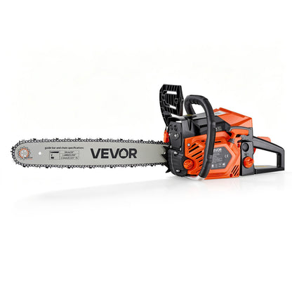 Gas Powered Chainsaw 508 mm 58CC 2.2kW 2 Stroke Engine Gas Chainsaw, for Wood Cutting, Tree Trimming & Land Clearing, Throttle-Synced Choke, Power Chain Saw with Non-Slip Handle & Dual Tanks
